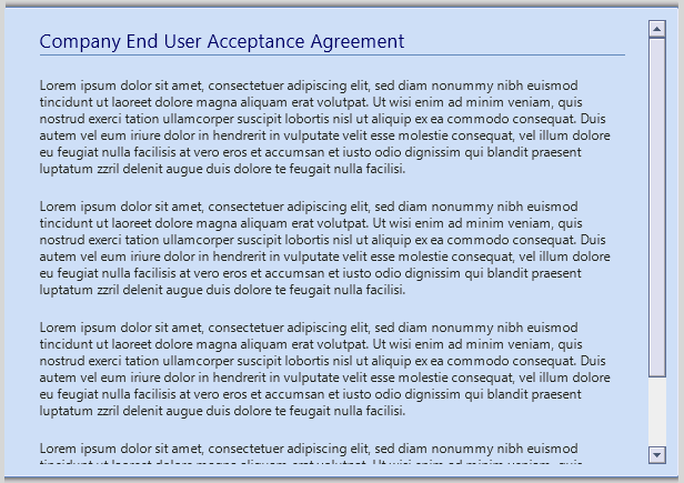 EULA display